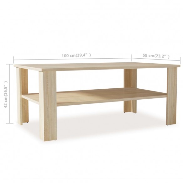 Table basse en aggloméré 100 x 59 x 42 cm Chêne