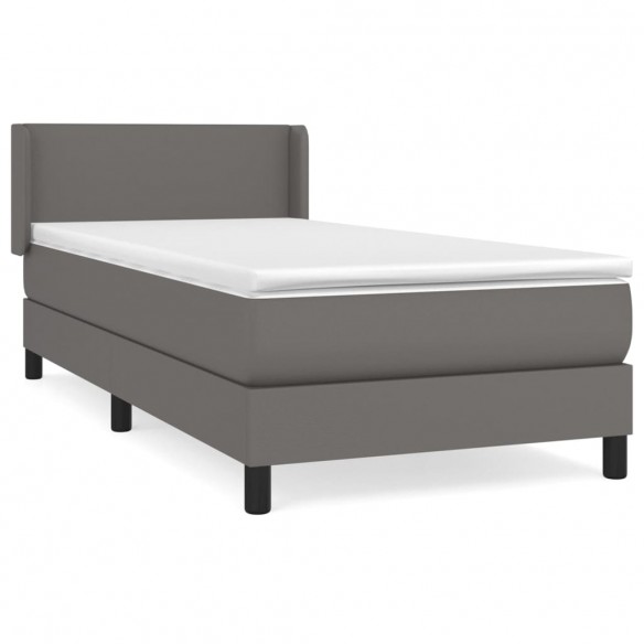 Cadre de lit avec matelas Gris 80x200 cm Similicuir