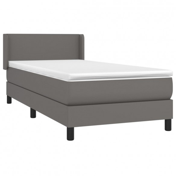 Cadre de lit avec matelas Gris 80x200 cm Similicuir