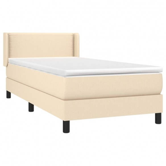 Cadre de lit avec matelas Crème 80x200 cm Tissu