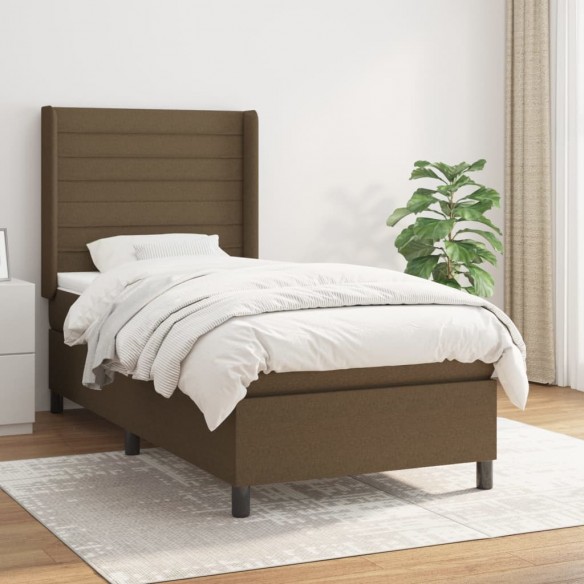 Cadre de lit avec matelas Marron foncé 100x200 cm