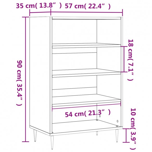 Buffet haut chêne marron 57x35x90 cm bois d'ingénierie