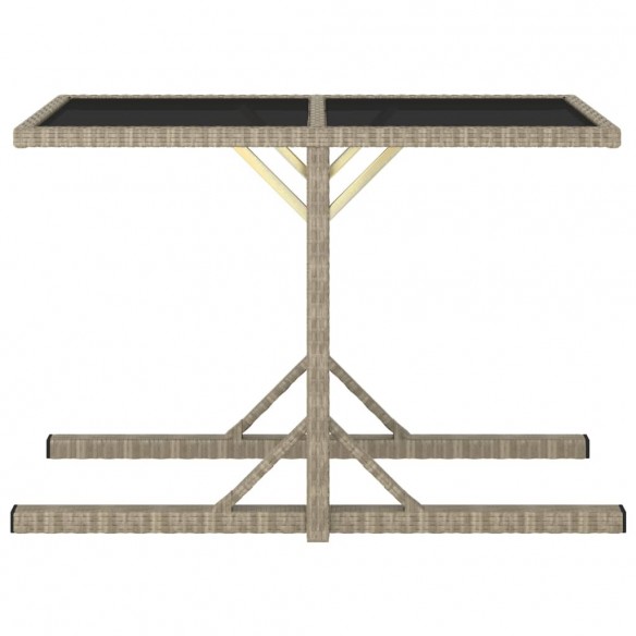 Table de jardin Beige 110x53x72 cm Verre et résine tressée