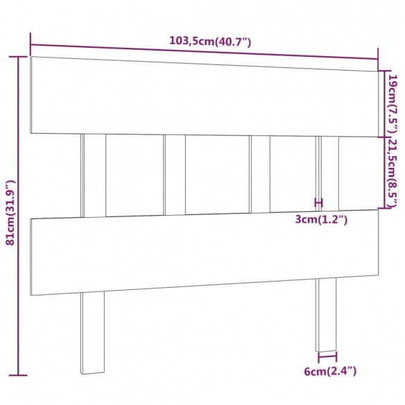 Tête de lit 103,5x3x81 cm Bois massif de pin