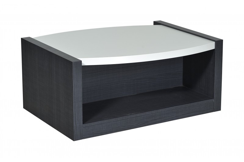 Table basse rectangulaire blanc - gris avec niche de rangement