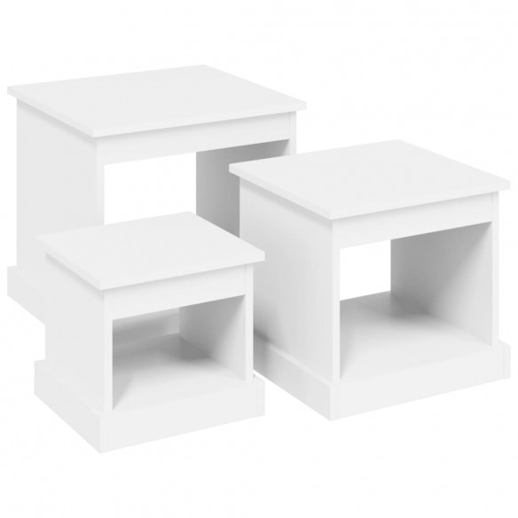 Tables basses 3 pcs blanc bois d'ingénierie