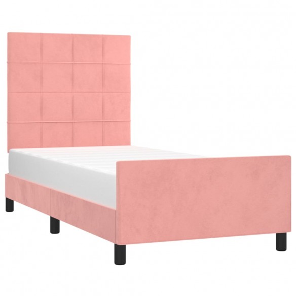 Cadre de lit avec tête de lit Rose 80x200 cm Velours