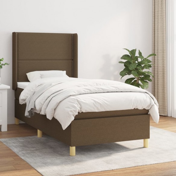 Cadre de lit avec matelas Marron foncé 90x200 cm