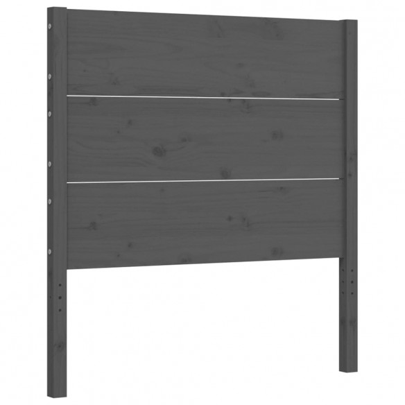 Cadre de lit avec tête de lit gris simple bois massif