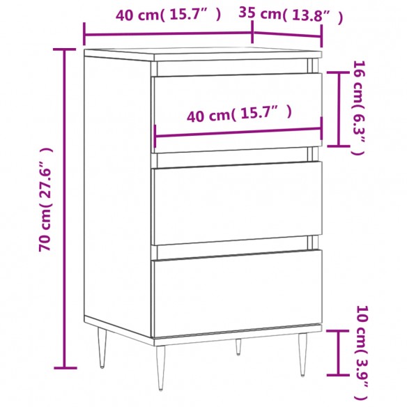 Buffet chêne sonoma 40x35x70 cm bois d'ingénierie