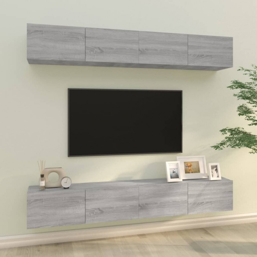 Meubles TV muraux 4 pcs Sonoma gris 100x30x30 cm