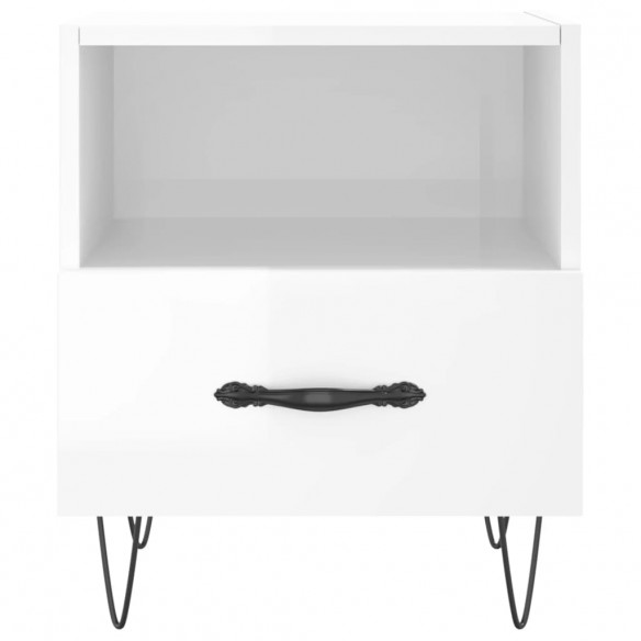Table de chevet blanc brillant 40x35x47,5 cm bois d’ingénierie