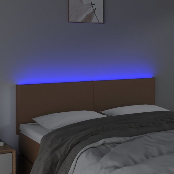 Tête de lit à LED Marron 144x5x78/88 cm Similicuir
