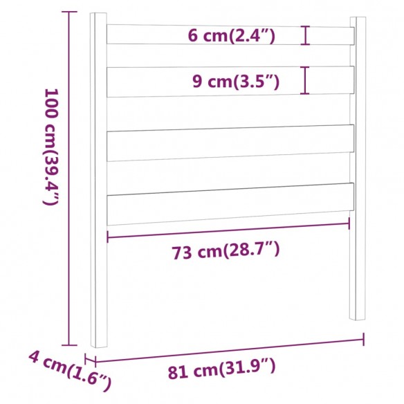 Tête de lit Blanc 81x4x100 cm Bois massif de pin