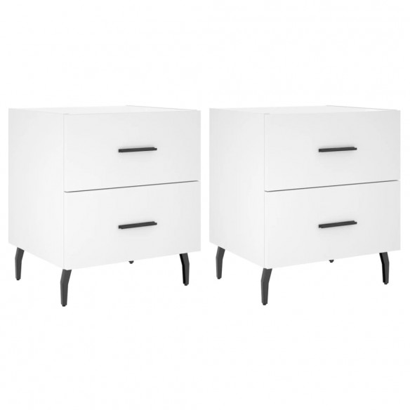 Tables de chevet 2 pcs blanc 40x35x47,5 cm bois d’ingénierie