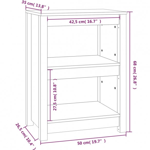 Bibliothèque Gris 50x35x68 cm Bois de pin massif