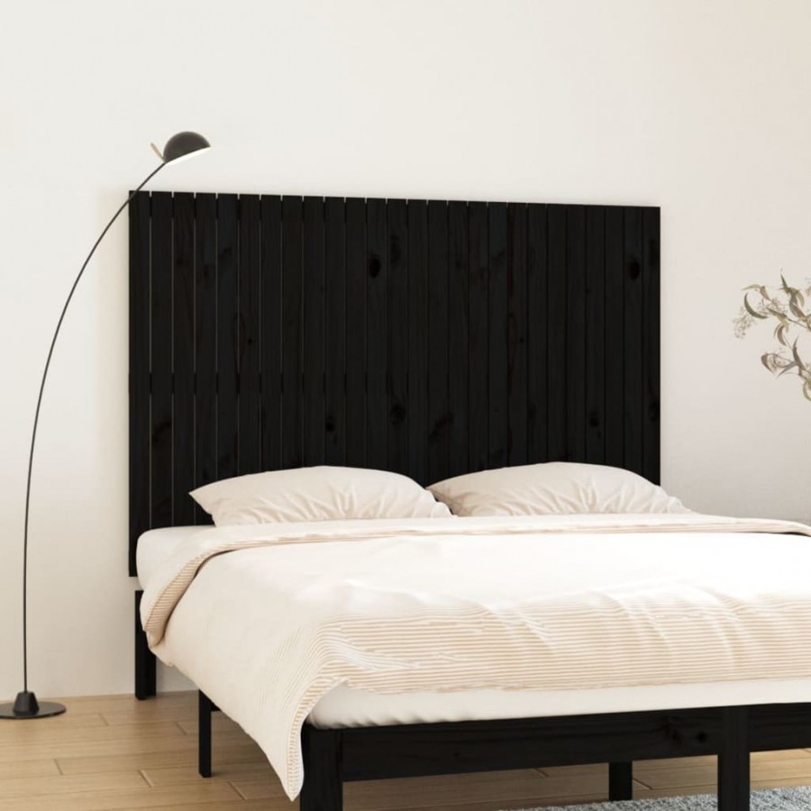 Tête de lit murale Noir 166x3x110 cm Bois massif de pin