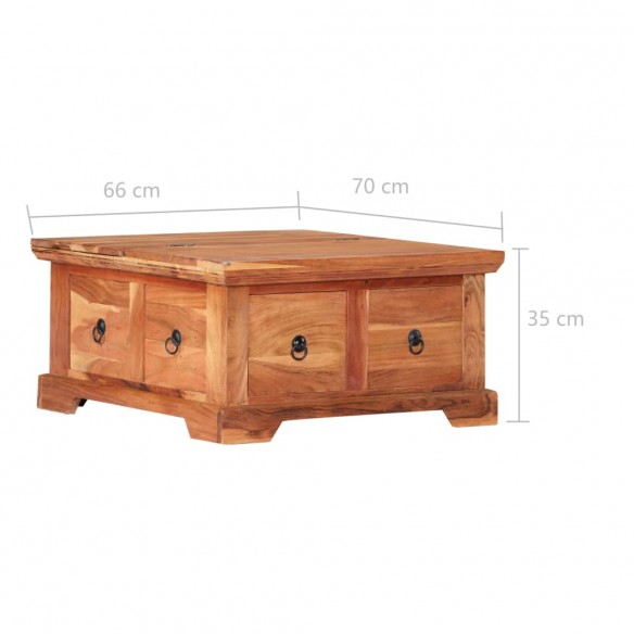 Table basse 66 x 70 x 35 cm Bois solide d'acacia