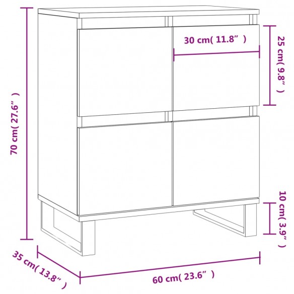 Buffet Chêne fumé 60x35x70 cm Bois d'ingénierie