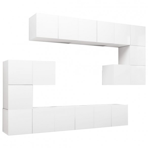 Ensemble de meuble TV 10 pcs Blanc Aggloméré