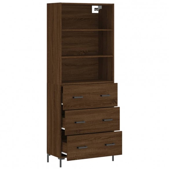 Buffet haut Chêne marron 69,5x34x180 cm Bois d'ingénierie