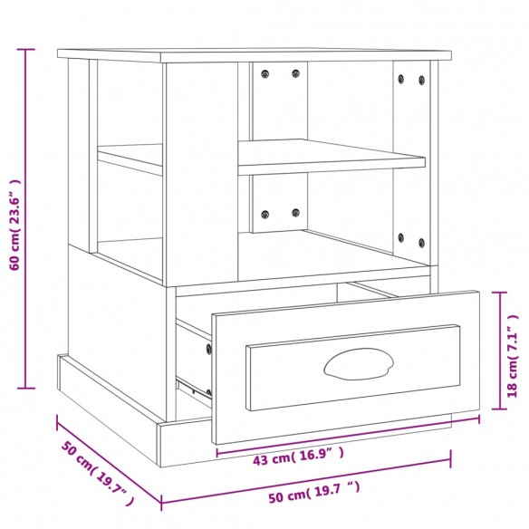 Table d'appoint blanc 50x50x60 cm bois d’ingénierie