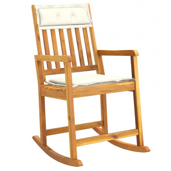 Chaise à bascule avec coussins bois massif d'acacia