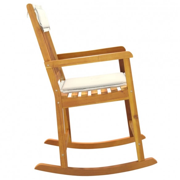 Chaise à bascule avec coussins bois massif d'acacia