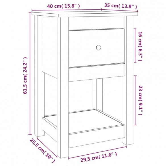 Tables de chevet 2 pcs Marron miel 40x35x61,5 cm Pin solide