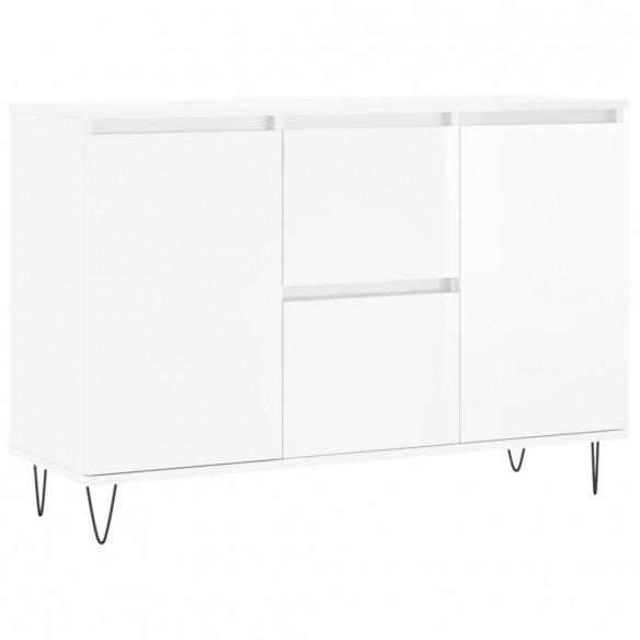 Buffet blanc brillant 104x35x70 cm bois d'ingénierie