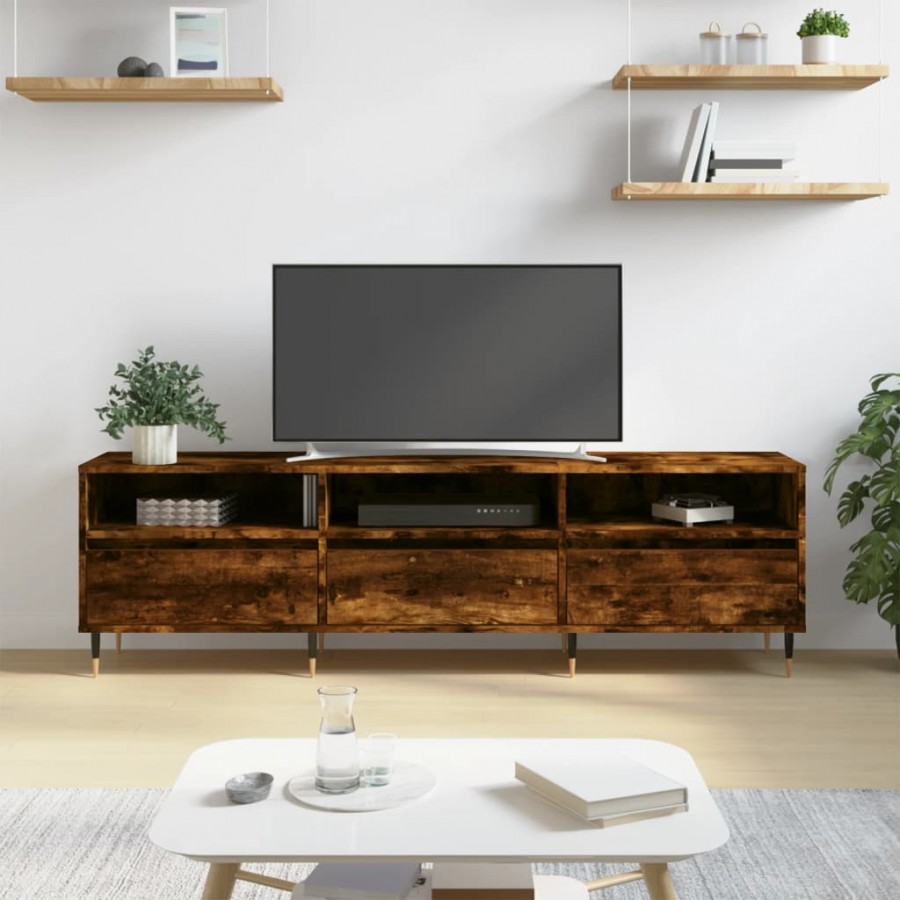 Meuble TV chêne fumé 150x30x44,5 cm bois d'ingénierie