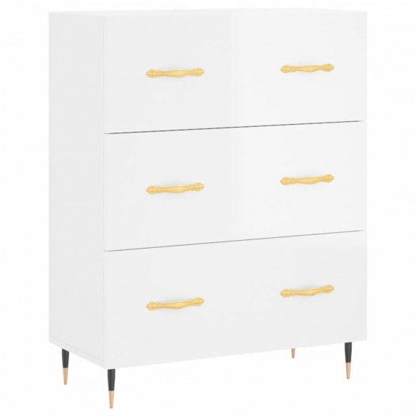 Buffet Blanc brillant 69,5x34x90 cm Bois d'ingénierie