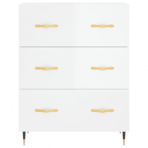 Buffet Blanc brillant 69,5x34x90 cm Bois d'ingénierie