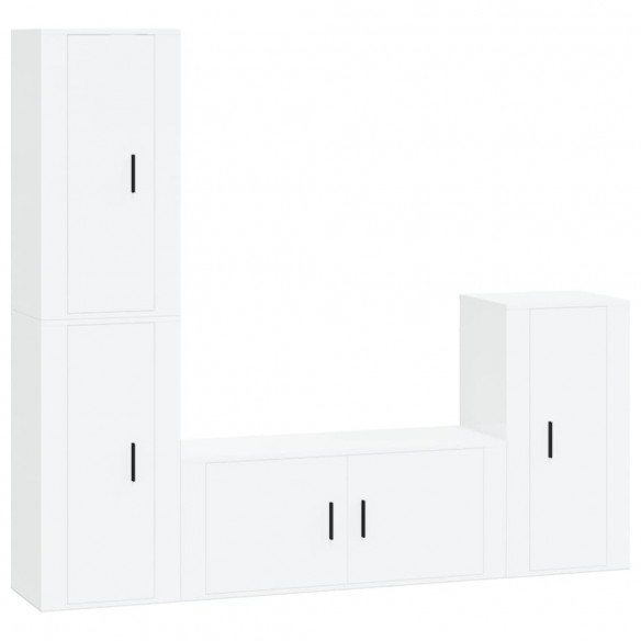 Ensemble de meubles TV 4 pcs Blanc brillant Bois d'ingénierie