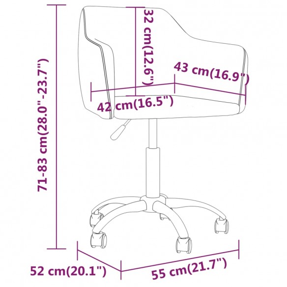 Chaises pivotantes à manger lot de 2 Gris foncé Velours