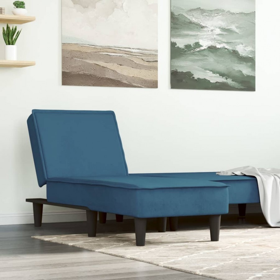 Chaise longue bleu velours