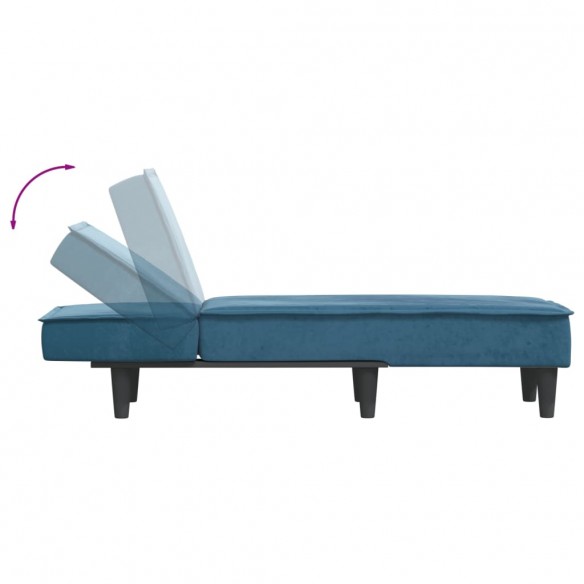 Chaise longue bleu velours