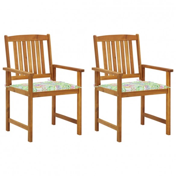 Chaises de jardin avec coussins 2 pcs Bois d'acacia massif