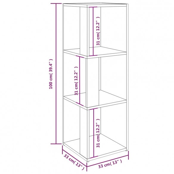 Armoire d'angle Chêne fumé 33x33x100 cm Bois d'ingénierie