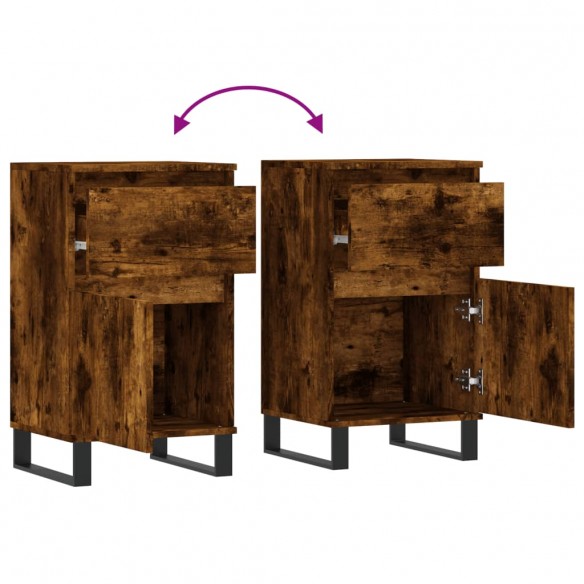 Buffets 2 pcs chêne fumé 40x35x70 cm bois d'ingénierie