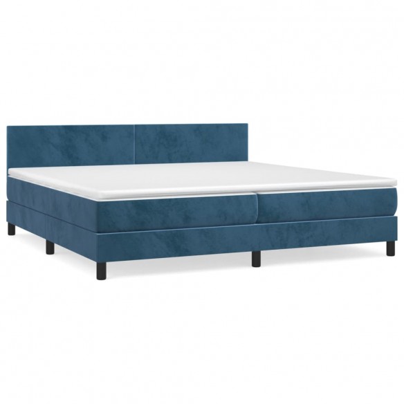 Cadre de lit et matelas Bleu foncé 200x200cm Velours