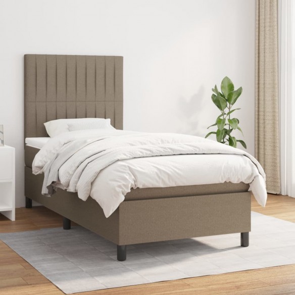 Sommier à lattes de lit avec matelas Taupe 100x200 cm Tissu