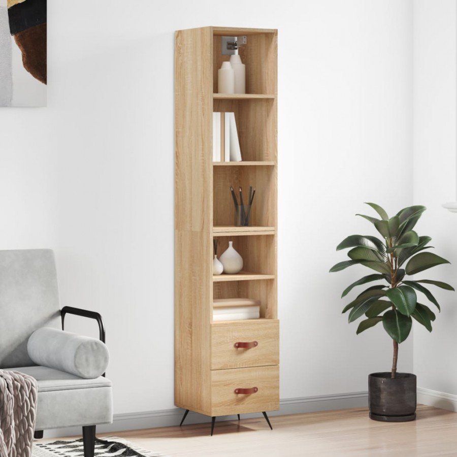 Buffet haut Chêne sonoma 34,5x34x180 cm Bois d'ingénierie