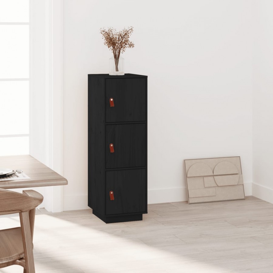 Buffet haut Noir 34x40x108,5 cm Bois massif de pin