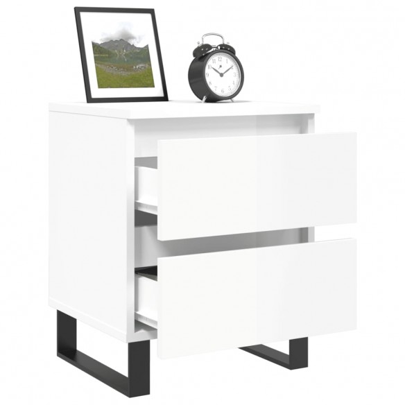 Tables de chevet 2 pcs blanc brillant 40x35x50 cm