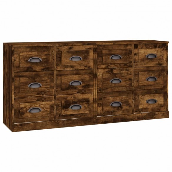 Buffets 2 pcs chêne fumé bois d'ingénierie