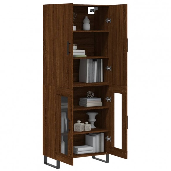 Buffet haut Chêne marron 69,5x34x180 cm Bois d'ingénierie