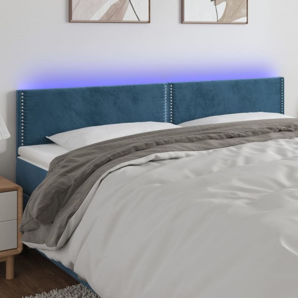 Tête de lit à LED Bleu foncé 180x5x78/88 cm Velours