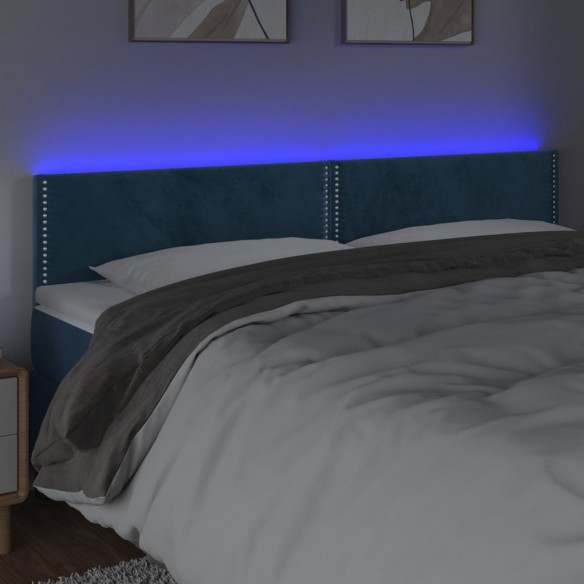 Tête de lit à LED Bleu foncé 180x5x78/88 cm Velours