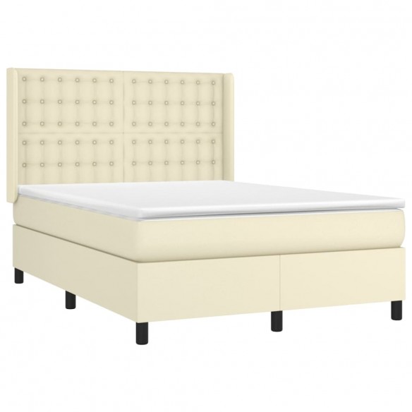 Cadre de lit matelas LED Crème 140x200 cm Similicuir